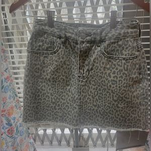 Pacsun mini denim cheetah skirt
